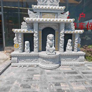 宿州芝麻白中国黑石材套墓 花岗岩墓碑